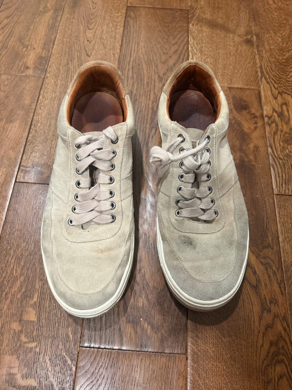 Peter Millar Men's Suede Lace-Up Sneakers in Light Taupe